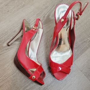 Guess | Red Slingback Peeptoe Heel with Gold Studs